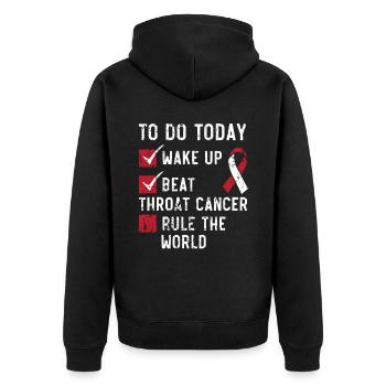 Throat Cancer Head and Neck Cancer Awareness - Unisex Premium Organic Zip Hoodie - black - Back - Nico (187cm)
