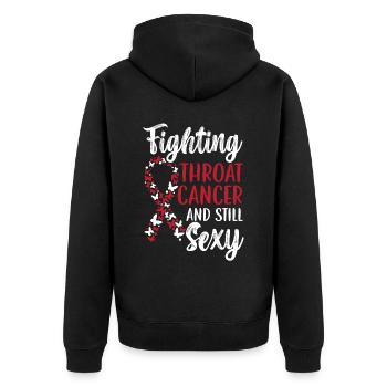 Fighting Throat Cancer And Still Sexy Cancer - Unisex Premium Organic Zip Hoodie - black - Back - Nico (187cm)