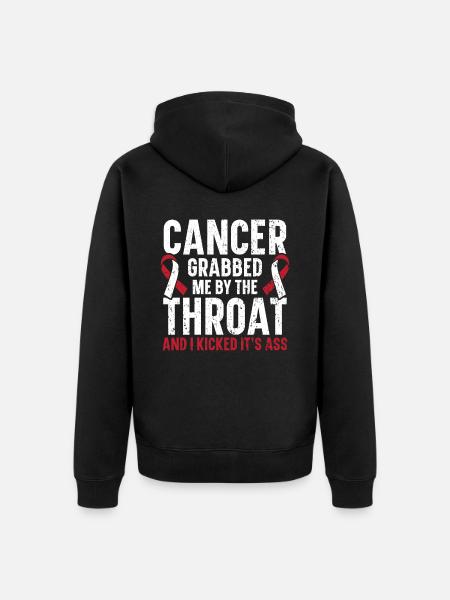 Cancer Grabbed Me By The Throat Cancer Awareness - Unisex Premium Organic Zip Hoodie - black