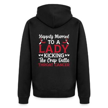 Throat Cancer Head and Neck Cancer Awareness - Unisex Premium Organic Zip Hoodie - black - Back - Nico (187cm)