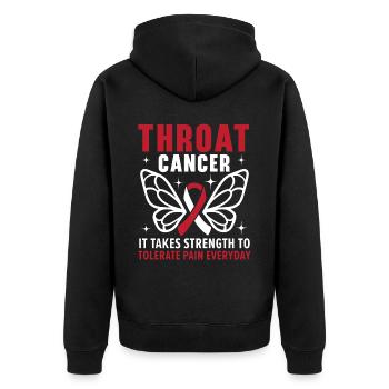 Throat Cancer It Takes Strenght To Tolerate Pain - Unisex Premium Organic Zip Hoodie - black - Back - Nico (187cm)