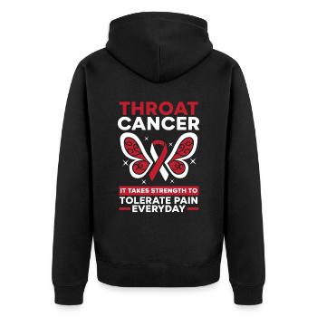 Throat Cancer It Takes Strenght To Tolerate Pain - Unisex Premium Organic Zip Hoodie - black - Back - Nico (187cm)