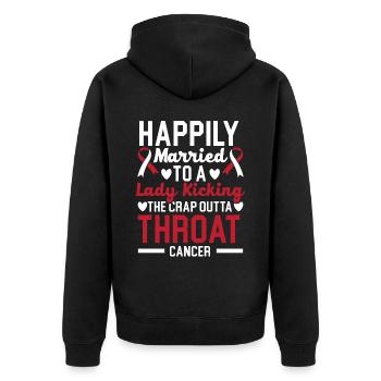 Throat Cancer Head and Neck Cancer Awareness - Unisex Premium Organic Zip Hoodie - black - Back - Nico (187cm)