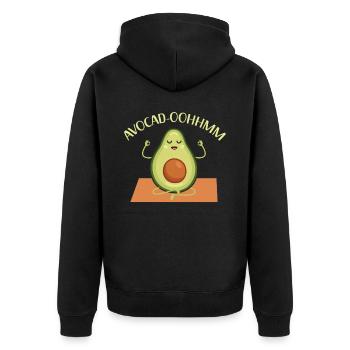 Avocado Yoga Fitness Spiritual Exercise Vegan - Unisex Premium Organic Zip Hoodie - black - Back - Nico (187cm)