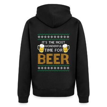 X-Mas Saying - It's the Most Wonderful Time For a - Unisex Premium Bio Zip Hoodie - Schwarz - Hinten - Nico (187cm)