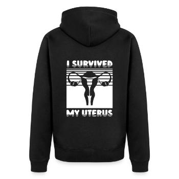 Hysterektomie Komisch - Unisex Premium Bio Zip Hoodie - Schwarz - Hinten - Nico (187cm)