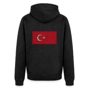 Türkei Flagge - Unisex Premium Bio Zip Hoodie - Schwarz - Hinten - Nico (187cm)