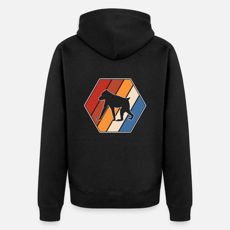 Affe Retro - Unisex Premium Bio Zip Hoodie - Schwarz