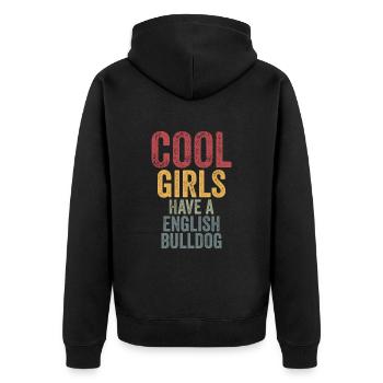 Les filles cool ont un bouledogue anglais - Veste à capuche bio Premium Unisexe - noir - Dos - Nico (187cm)