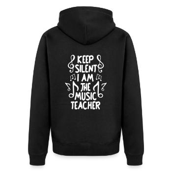 Musiklehrer Musik Lehrer Notenschlüssel - Unisex Premium Bio Zip Hoodie - Schwarz - Hinten - Nico (187cm)