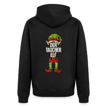 Taucher Elf Partnerlook Weihnachten - Unisex Premium Bio Zip Hoodie - Schwarz - Hinten - Nico (187cm)