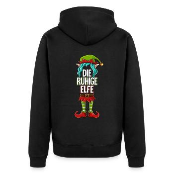Ruhige Elfe Partnerlook Weihnachten - Unisex Premium Bio Zip Hoodie - Schwarz - Hinten - Nico (187cm)