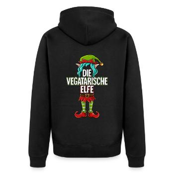 Vegatarische Elfe Partnerlook Weihnachten - Unisex Premium Bio Zip Hoodie - Schwarz - Hinten - Nico (187cm)