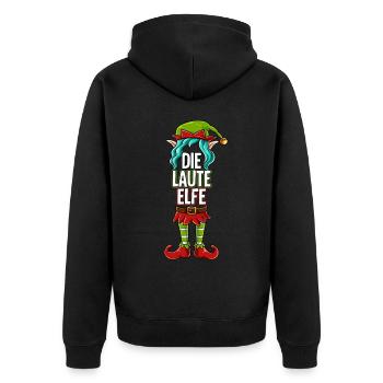 Laute Elfe Partnerlook Weihnachten - Unisex Premium Bio Zip Hoodie - Schwarz - Hinten - Nico (187cm)