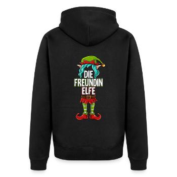 Freundin Elfe Partnerlook Weihnachten - Unisex Premium Bio Zip Hoodie - Schwarz - Hinten - Nico (187cm)