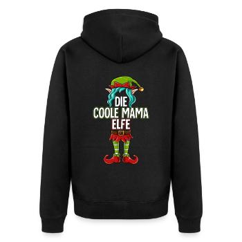 Coole Mama Elfe Partnerlook Weihnachten - Unisex Premium Bio Zip Hoodie - Schwarz - Hinten - Nico (187cm)