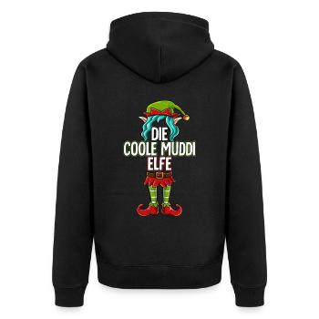 Coole Muddi Elfe Partnerlook Weihnachten - Unisex Premium Bio Zip Hoodie - Schwarz - Hinten - Nico (187cm)