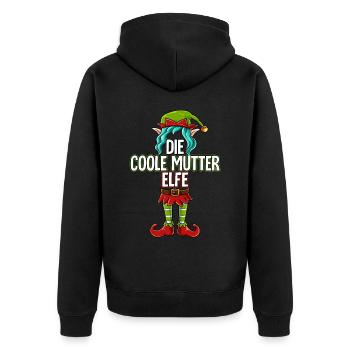 Coole Mutter Elfe Partnerlook Weihnachten - Unisex Premium Bio Zip Hoodie - Schwarz - Hinten - Nico (187cm)