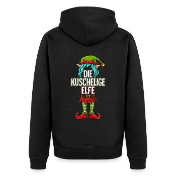 Kuschelige Elfe Partnerlook Weihnachten - Unisex Premium Bio Zip Hoodie - Schwarz - Hinten - Nico (187cm)
