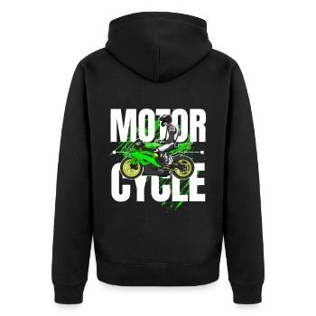 Motorcycle Lifestyle / Motorcycle / Motorcycle biker - Unisex Premium Organic Zip Hoodie - black - Back - Nico (187cm)