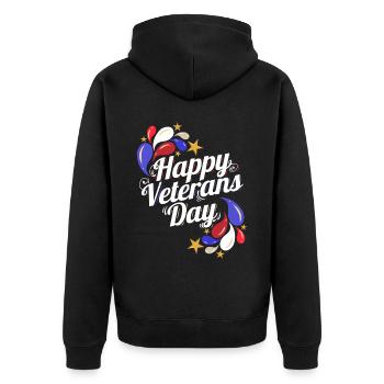 Logo For A Happy Veterans Day - Unisex Premium Bio Zip Hoodie - Schwarz - Hinten - Nico (187cm)