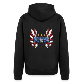 Red And White Feathers For Veterans Day - Unisex Premium Bio Zip Hoodie - Schwarz - Hinten - Nico (187cm)