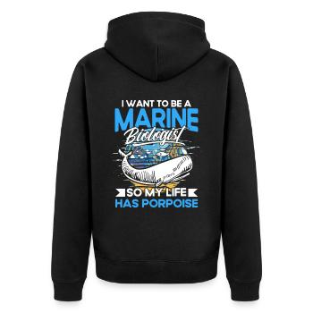 Meeresbiologe Ozean Geschenk Meeresbiologie - Unisex Premium Bio Zip Hoodie - Schwarz - Hinten - Nico (187cm)