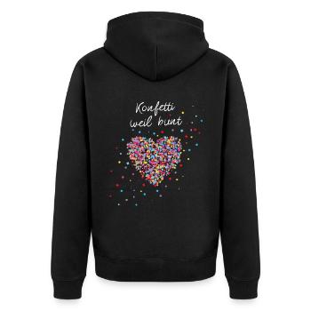 Konfetti Karneval Fasnacht Fasching 5. Jahreszeit - Unisex Premium Bio Zip Hoodie - Schwarz - Hinten - Nico (187cm)