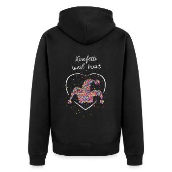 Narrenkappe Konfetti Karneval Fasnacht Fastelovend - Unisex Premium Bio Zip Hoodie - Schwarz - Hinten - Nico (187cm)