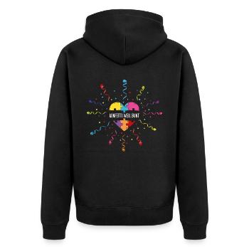 Konfetti Karneval Fasnacht Fasching Fastelovend - Unisex Premium Bio Zip Hoodie - Schwarz - Hinten - Nico (187cm)