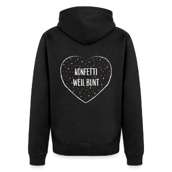 Konfetti Kölner Karneval Fasnacht Fastelovend - Unisex Premium Bio Zip Hoodie - Schwarz - Hinten - Nico (187cm)