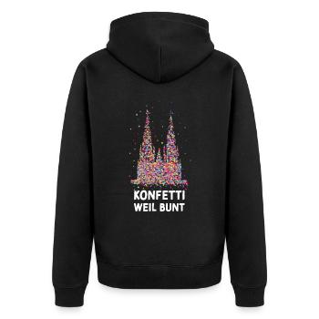 Kölner Dom Karneval Konfetti Fastelovend Jeck - Unisex Premium Bio Zip Hoodie - Schwarz - Hinten - Nico (187cm)
