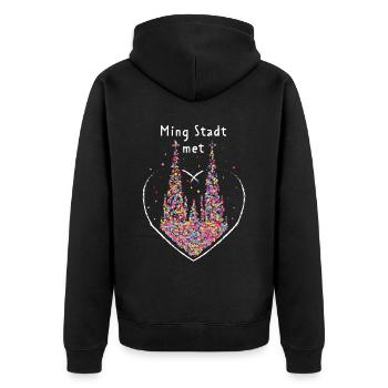 Kölner Karneval Dom Kölle Colonia Fasching Jeck - Unisex Premium Bio Zip Hoodie - Schwarz - Hinten - Nico (187cm)