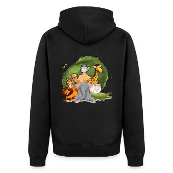 Niedliche Zootiere Safari - Unisex Premium Bio Zip Hoodie - Schwarz - Hinten - Nico (187cm)