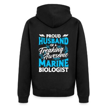 Meeresbiologe Ozean Geschenk Meeresbiologie - Unisex Premium Bio Zip Hoodie - Schwarz - Hinten - Nico (187cm)