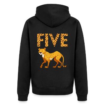 5. Geburtstag Gepard Zoo Safari 5 Jahre alt - Unisex Premium Bio Zip Hoodie - Schwarz - Hinten - Nico (187cm)