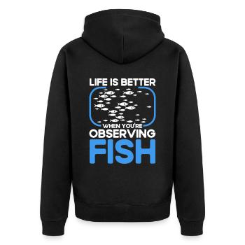 Meeresbiologe Ozean Geschenk Meeresbiologie - Unisex Premium Bio Zip Hoodie - Schwarz - Hinten - Nico (187cm)