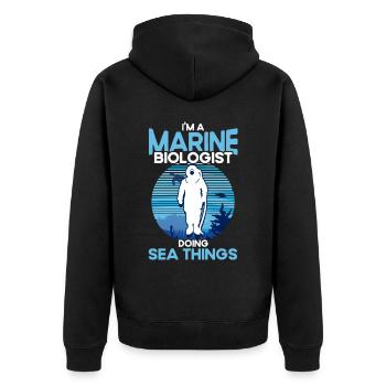 Meeresbiologe Ozean Geschenk Meeresbiologie - Unisex Premium Bio Zip Hoodie - Schwarz - Hinten - Nico (187cm)