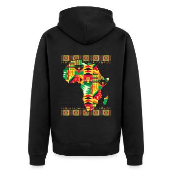 African Map Kente Art Black Afro - Unisex Premium Organic Zip Hoodie - black - Back - Nico (187cm)