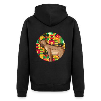 African wild dog Kente - Unisex Premium Organic Zip Hoodie - black - Back - Nico (187cm)