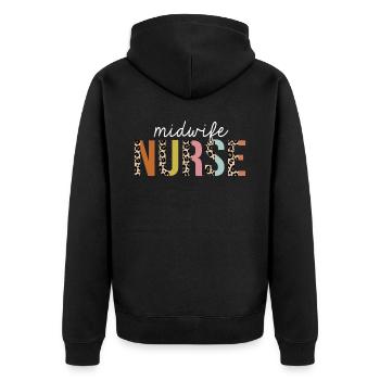 Hebamme Krankenschwester bunte Leopard Print lustig - Unisex Premium Bio Zip Hoodie - Schwarz - Hinten - Nico (187cm)