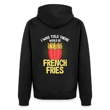 Pommes Frites Fast Food Pommes Frites - Unisex Premium Bio Zip Hoodie - Schwarz - Hinten - Nico (187cm)