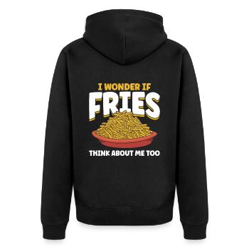 Pommes Frites Fast Food Pommes Frites - Unisex Premium Bio Zip Hoodie - Schwarz - Hinten - Nico (187cm)