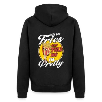 Pommes Frites Fast Food Pommes Frites - Unisex Premium Bio Zip Hoodie - Schwarz - Hinten - Nico (187cm)
