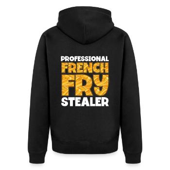 Pommes Frites Fast Food Pommes Frites - Unisex Premium Bio Zip Hoodie - Schwarz - Hinten - Nico (187cm)