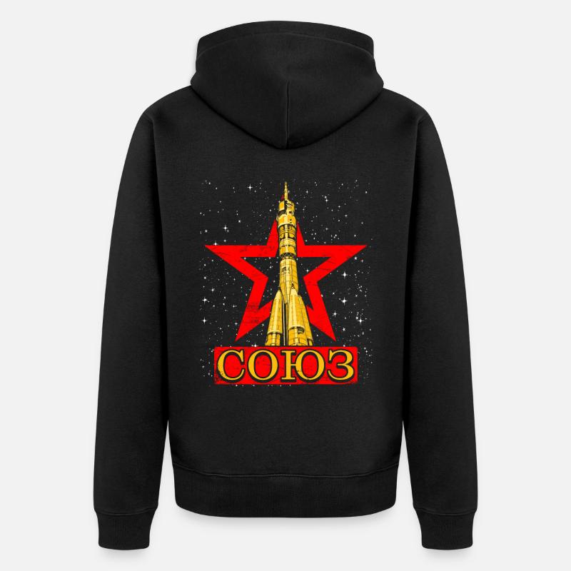 Fusée soviétique Soyouz - Veste à capuche bio Premium Unisexe - noir