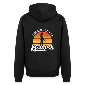 Bowfishing This Girl Loves Retro Fishing Bowfisher - Unisex Premium Organic Zip Hoodie - black - Back - Nico (187cm)