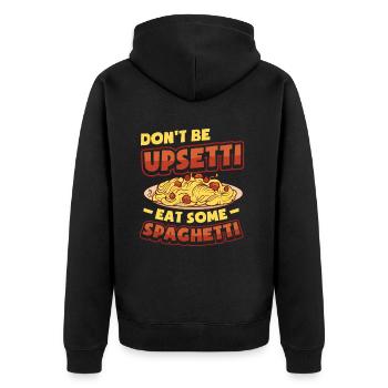 Don't be mad, eat spaghetti. - Unisex Premium Organic Zip Hoodie - black - Back - Nico (187cm)