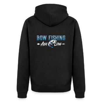 Bow Fishing Aim Low Bow Fisherman Sports Bowfisher - Unisex Premium Organic Zip Hoodie - black - Back - Nico (187cm)