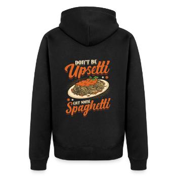 Don't be angry, eat spaghetti. - Unisex Premium Organic Zip Hoodie - black - Back - Nico (187cm)